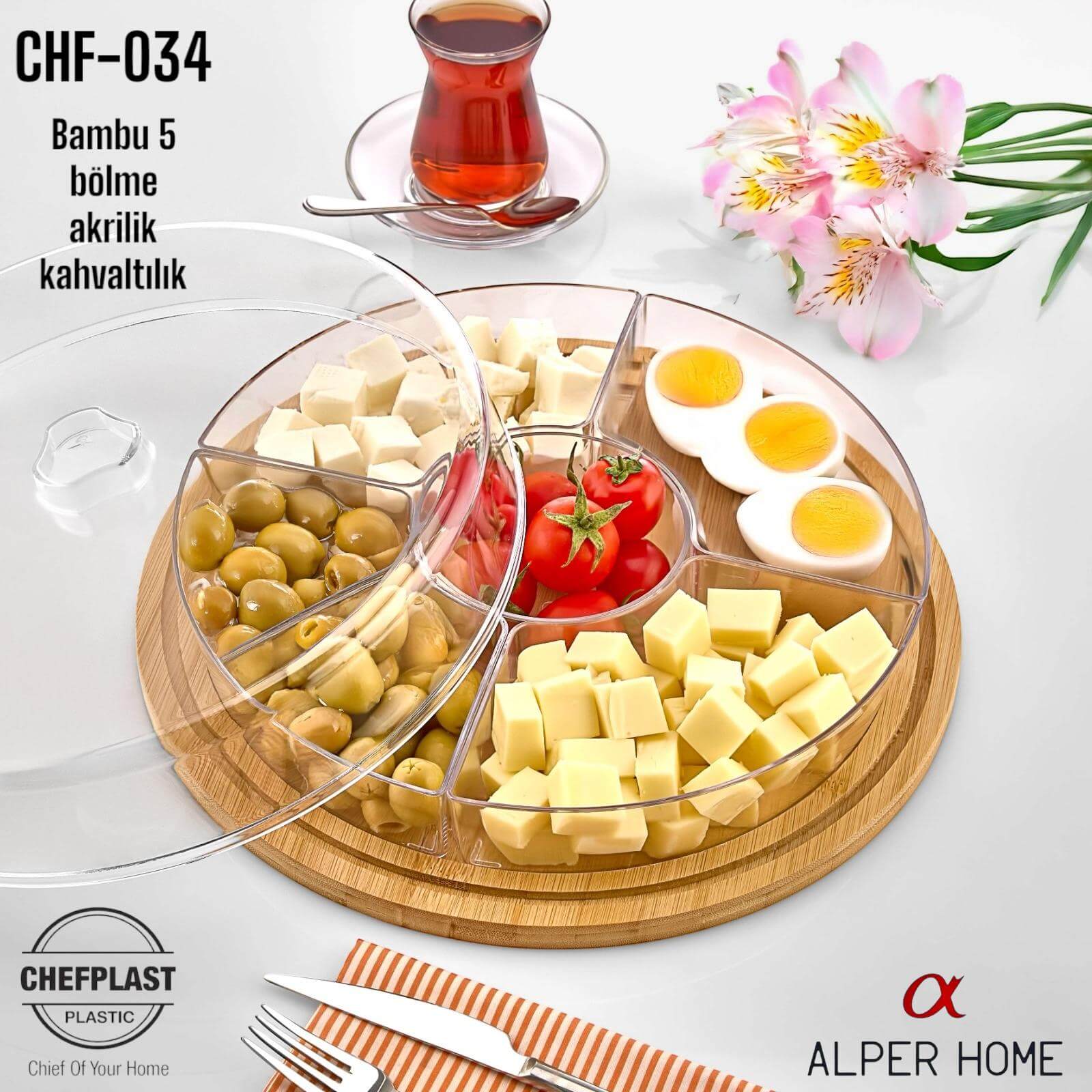 5 BÖLMELİ BAMBU AKRİLİK KAHVALTILIK *10