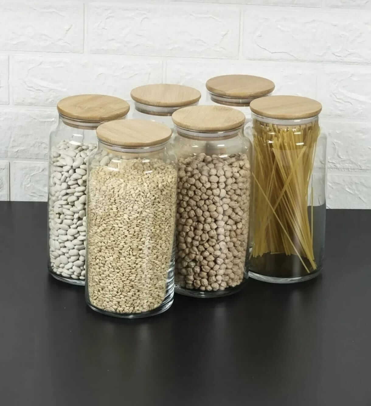 1100 ML BÜYÜK BAMBU KAP KAVANOZ*12