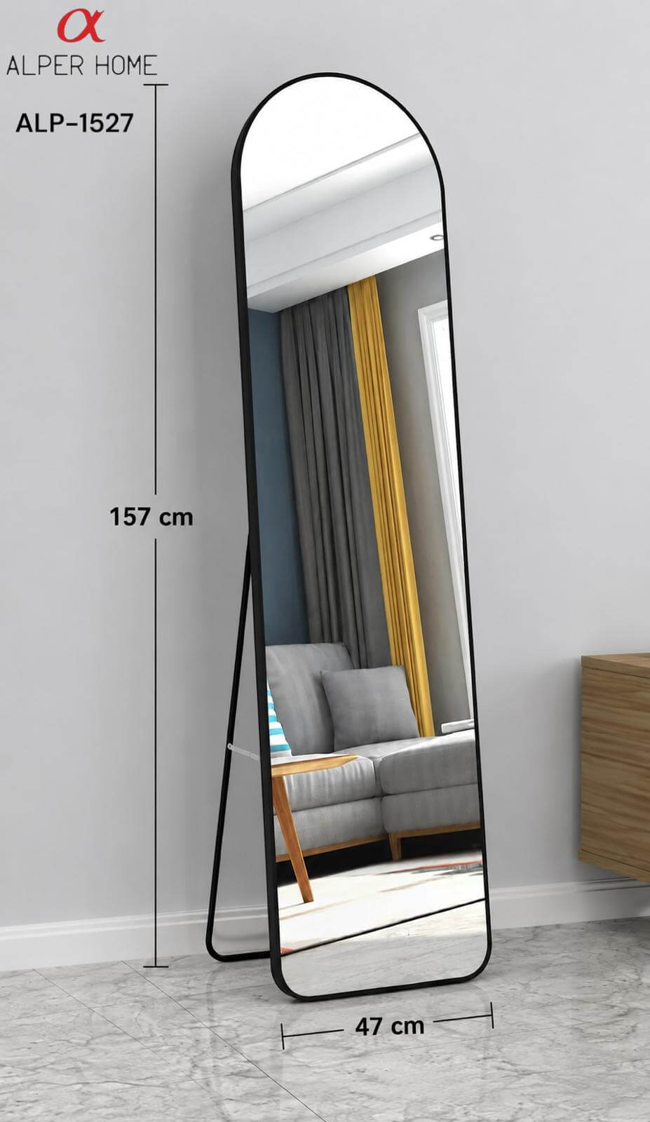 BLACK( G) 47*157 CM OVAL  BOY AYNASI*2