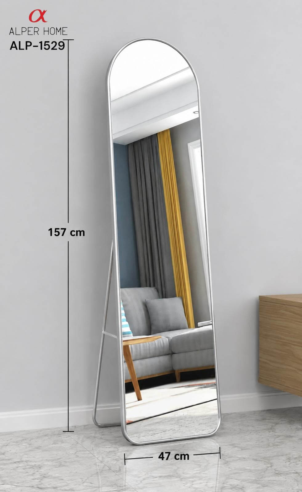 SİLVER 47*157 CM OVAL BOY AYNASI*2