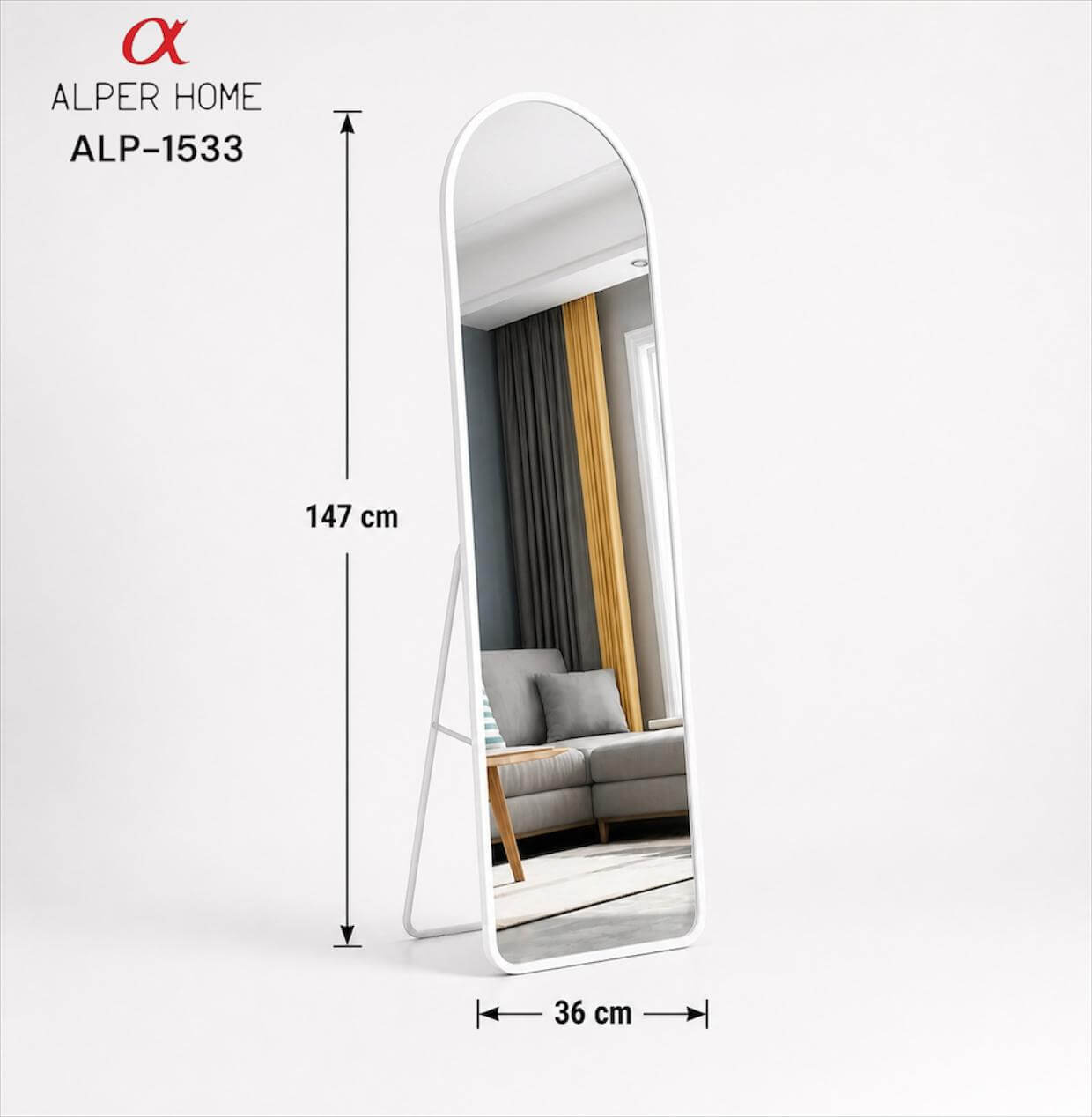 WHİTE 36*147 CM OVAL BOY AYNASI*2