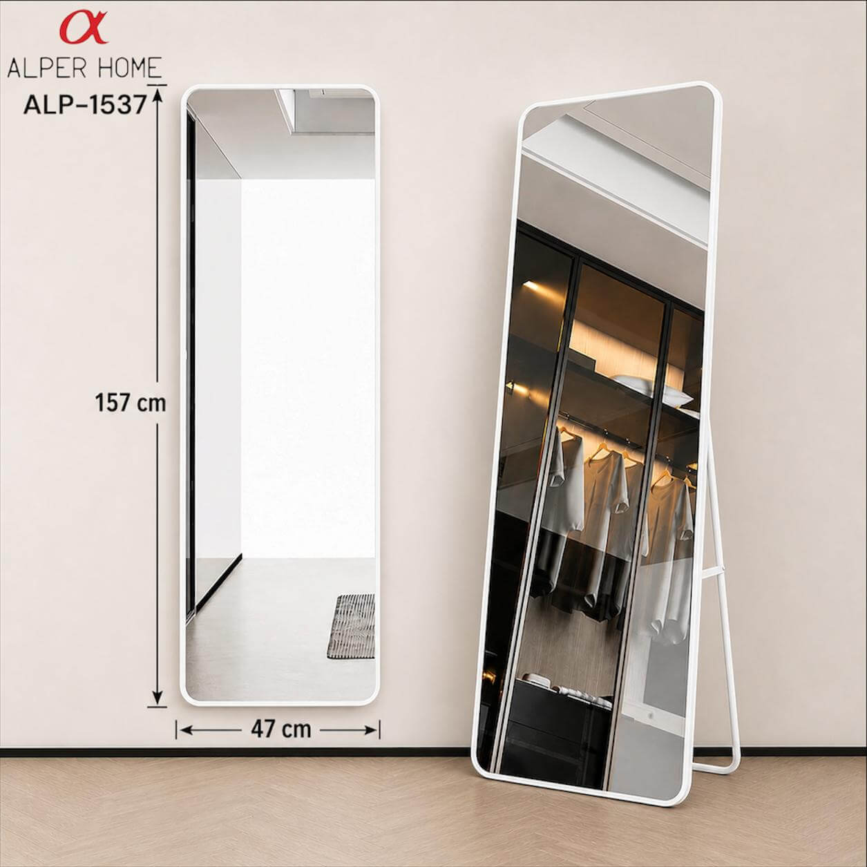 WHITE 47*157 CM DİKDÖRTGEN BOY AYNASI*2