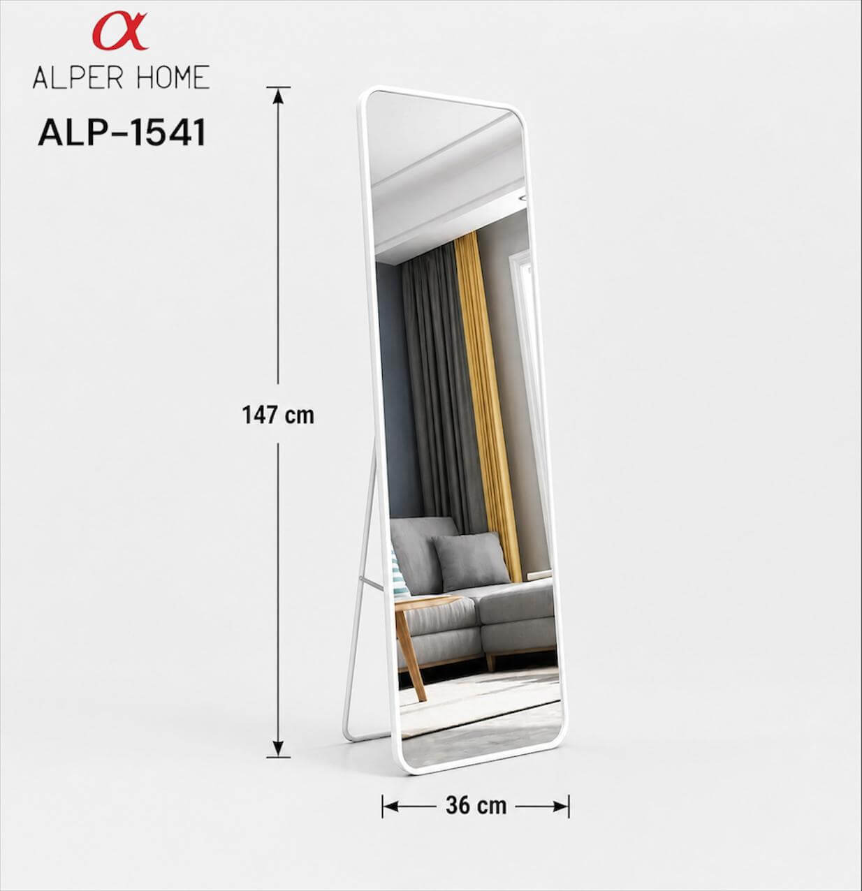 WHITE 36*147 CM DİKDÖRTGEN BOY AYNASI*2
